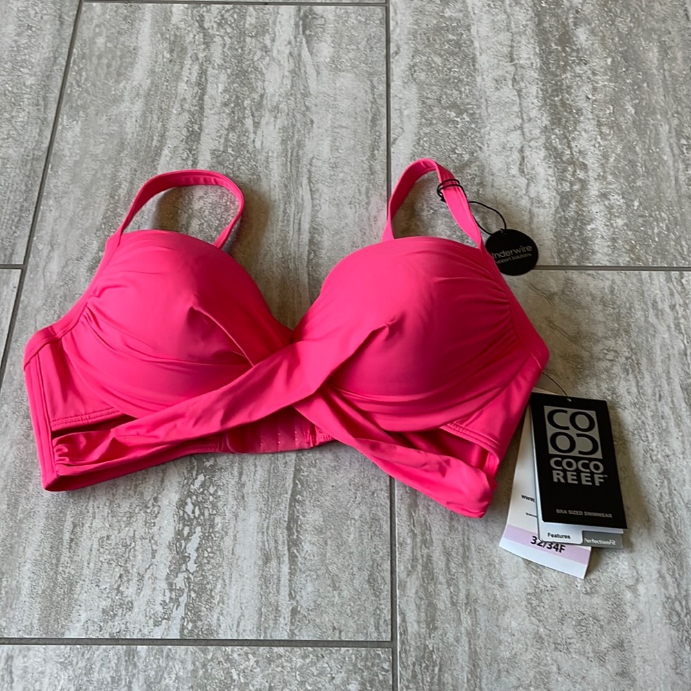 Coco Reef,vivid pink,top swimwear size 32/34F, for women,underwire